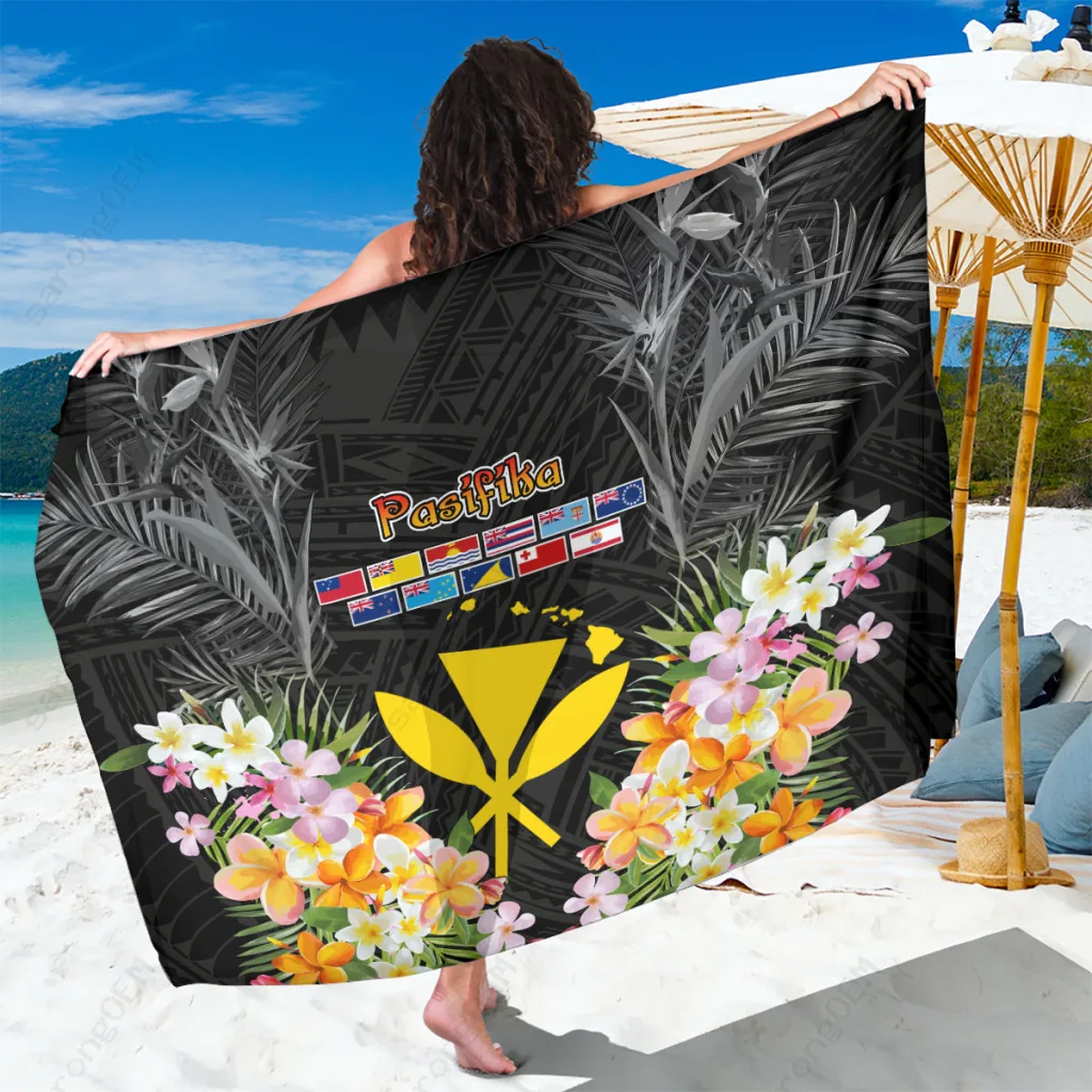 Kanaka Maoli Hawaiian Islands Tribal Print Sarong Beach Wrap Pareo South Pacific Tropical Resort Cover Up Wholesale - main view