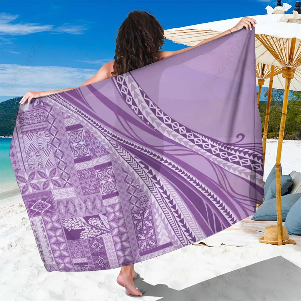 Samoa Red Tribal Tattoo Siapo Print Sarong Polynesian Beach Wrap Pareo Wholesale - main view
