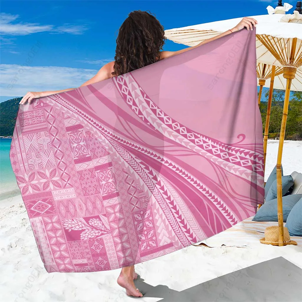 Red Samoa Siapo Malu Tattoo Inspired Sarong Beach Wrap Pareo South Pacific Island Resort Cover Up Wholesale - main view