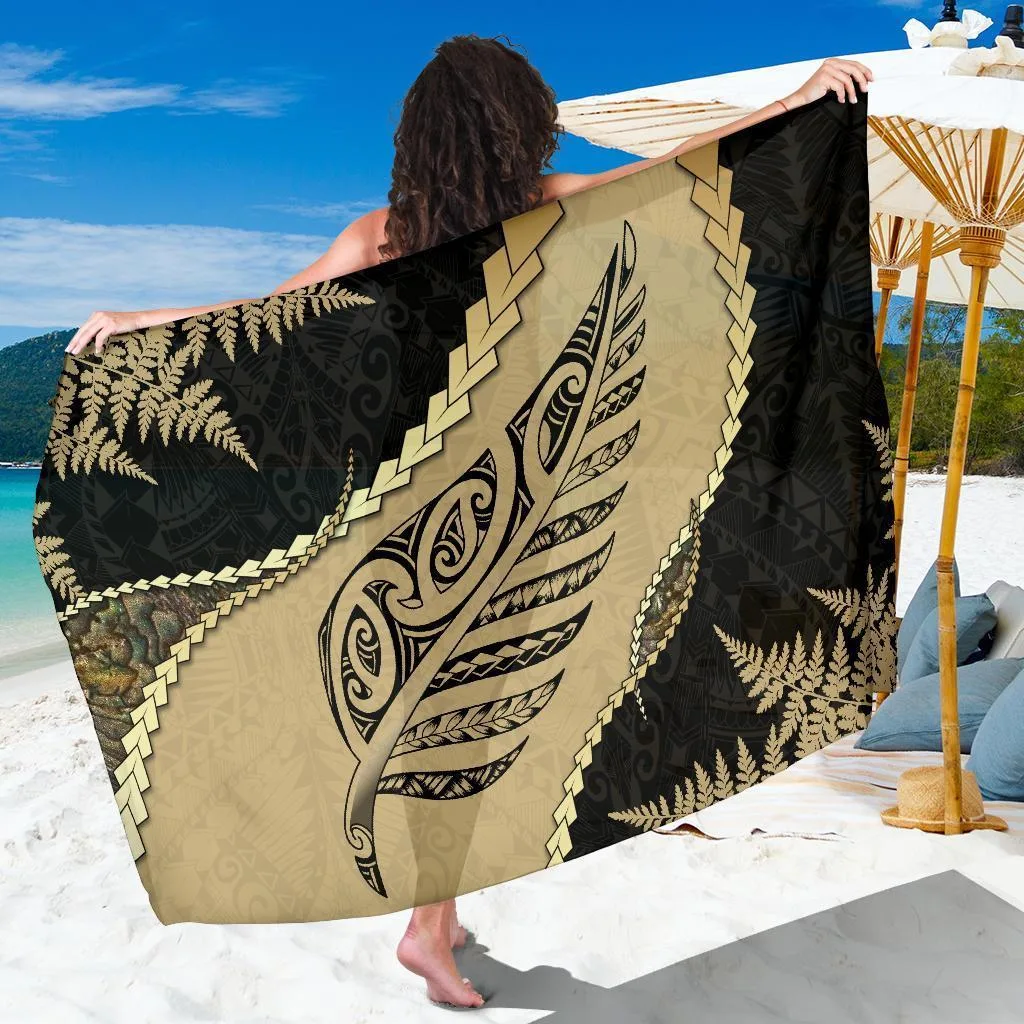 Silver Paua Shell Maori Silver Fern Print Sarong Polynesian Ocean Style Beach Wrap Pareo Wholesale - main view
