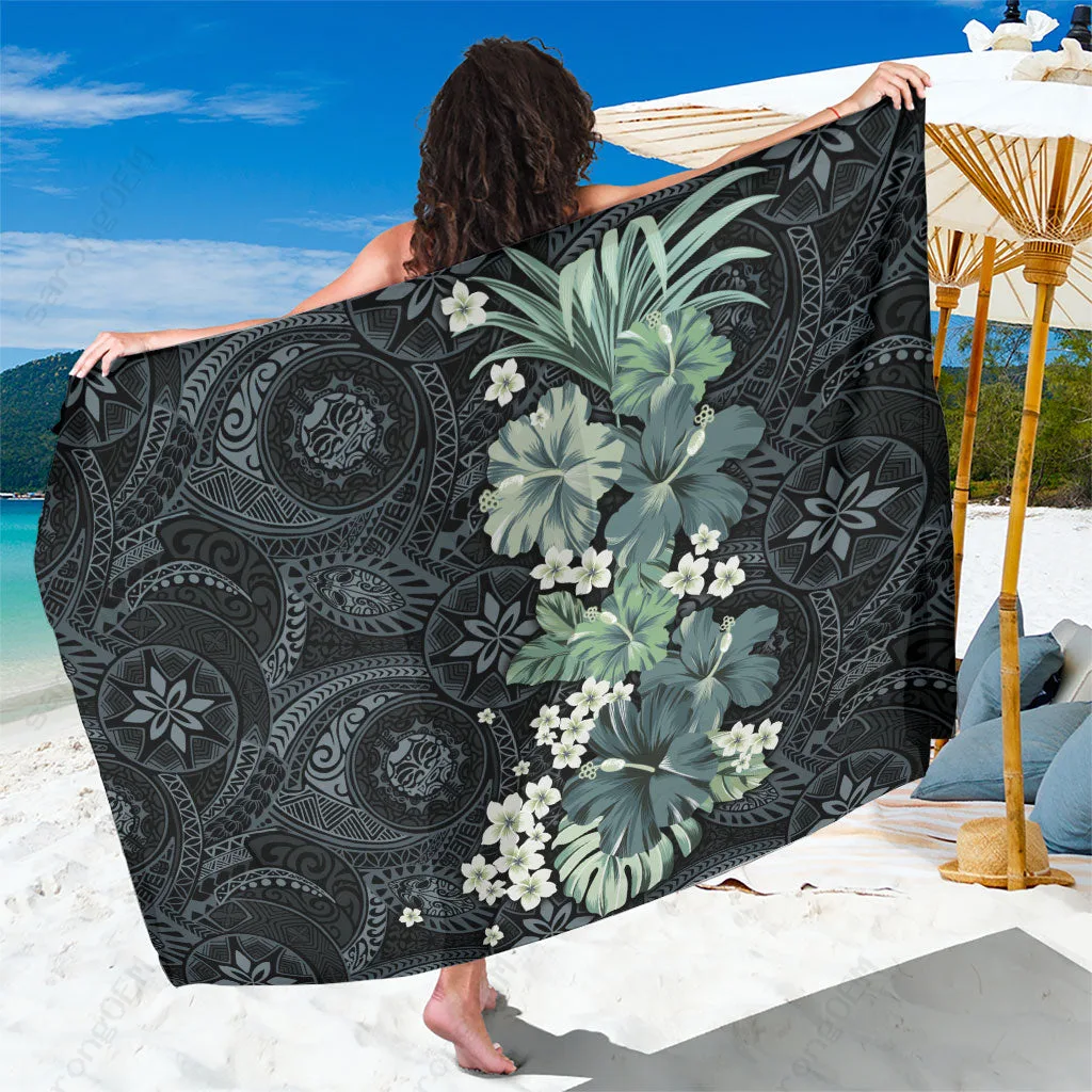 Hibiscus Floral Tribal Print Sarong Polynesian Hawaiian Beach Wrap Pareo Wholesale - main view