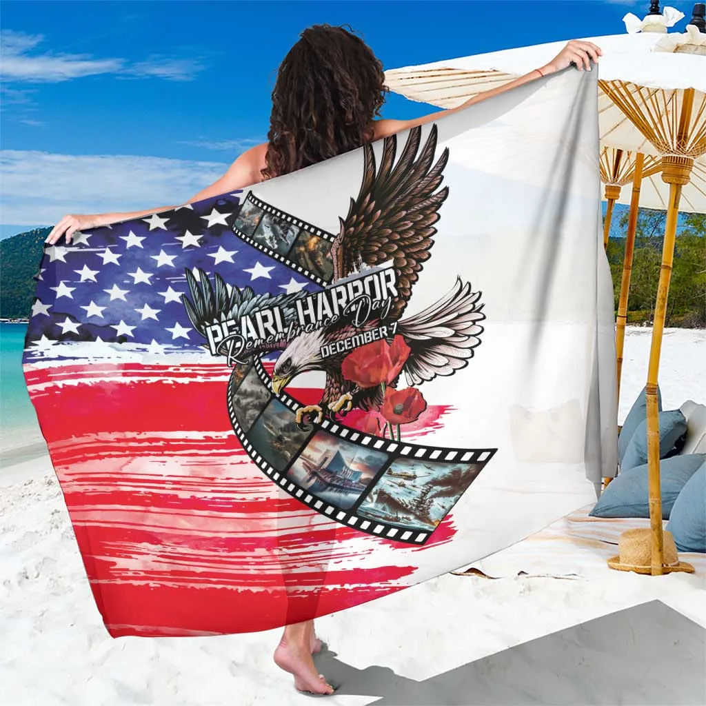 Patriotic Bald Eagle Pearl Harbor Remembrance Day Printed Sarong Beach Wrap Cover Up Wholesale Pareo - main view