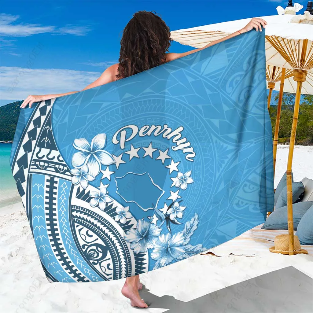 Black Tribal Geometric Print Sarong Polynesian Style Beach Wrap for Resort Hotel Wholesale Pareo - main view