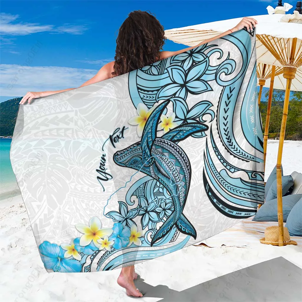 Navy Blue Hawaii Islands Humpback Whale Map Print Sarong Tropical Beach Wrap Pareo Wholesale - main view