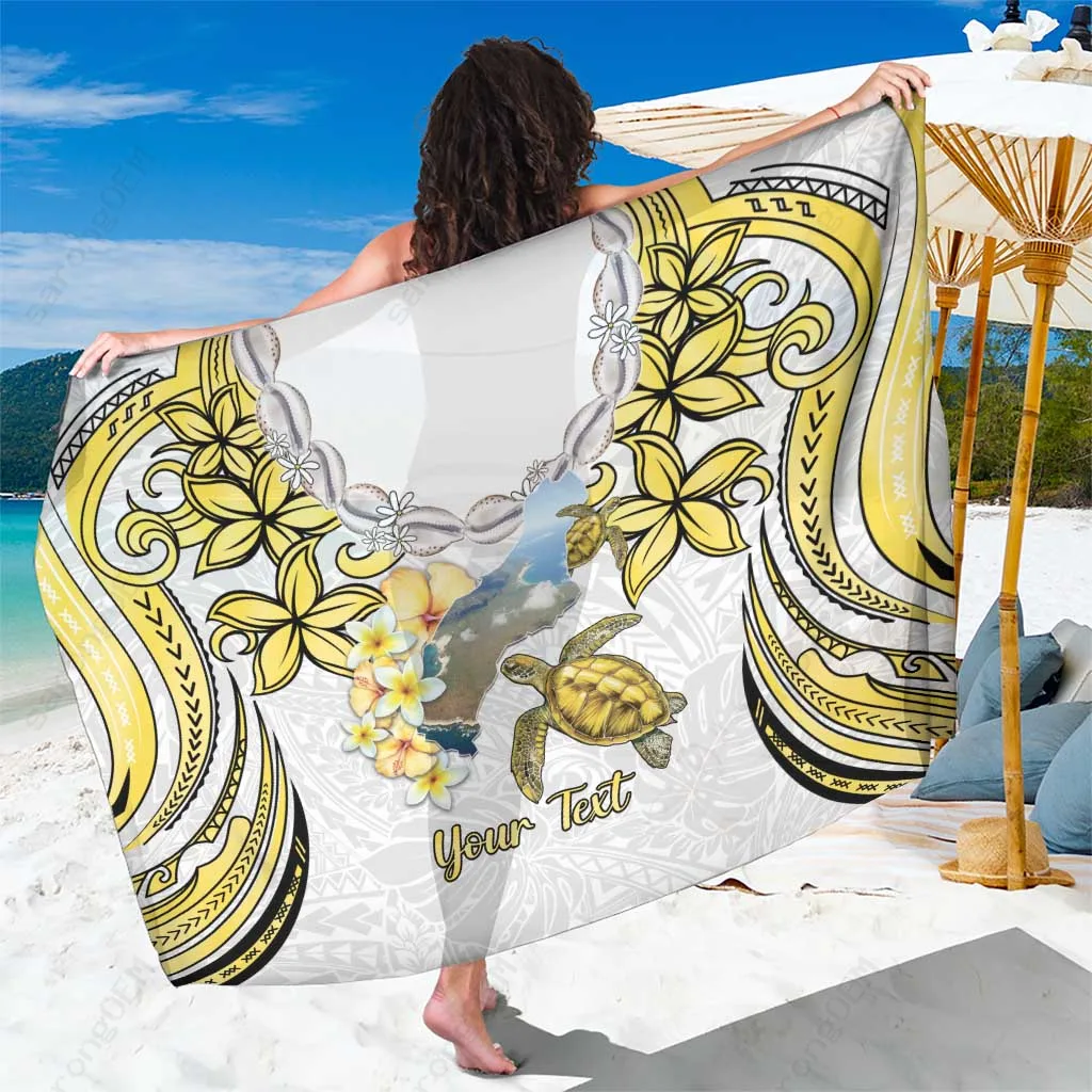 Off-White Shell Niihau Island Map Print Sarong Hawaii Polynesian Beach Wrap Wholesale Pareo - main view