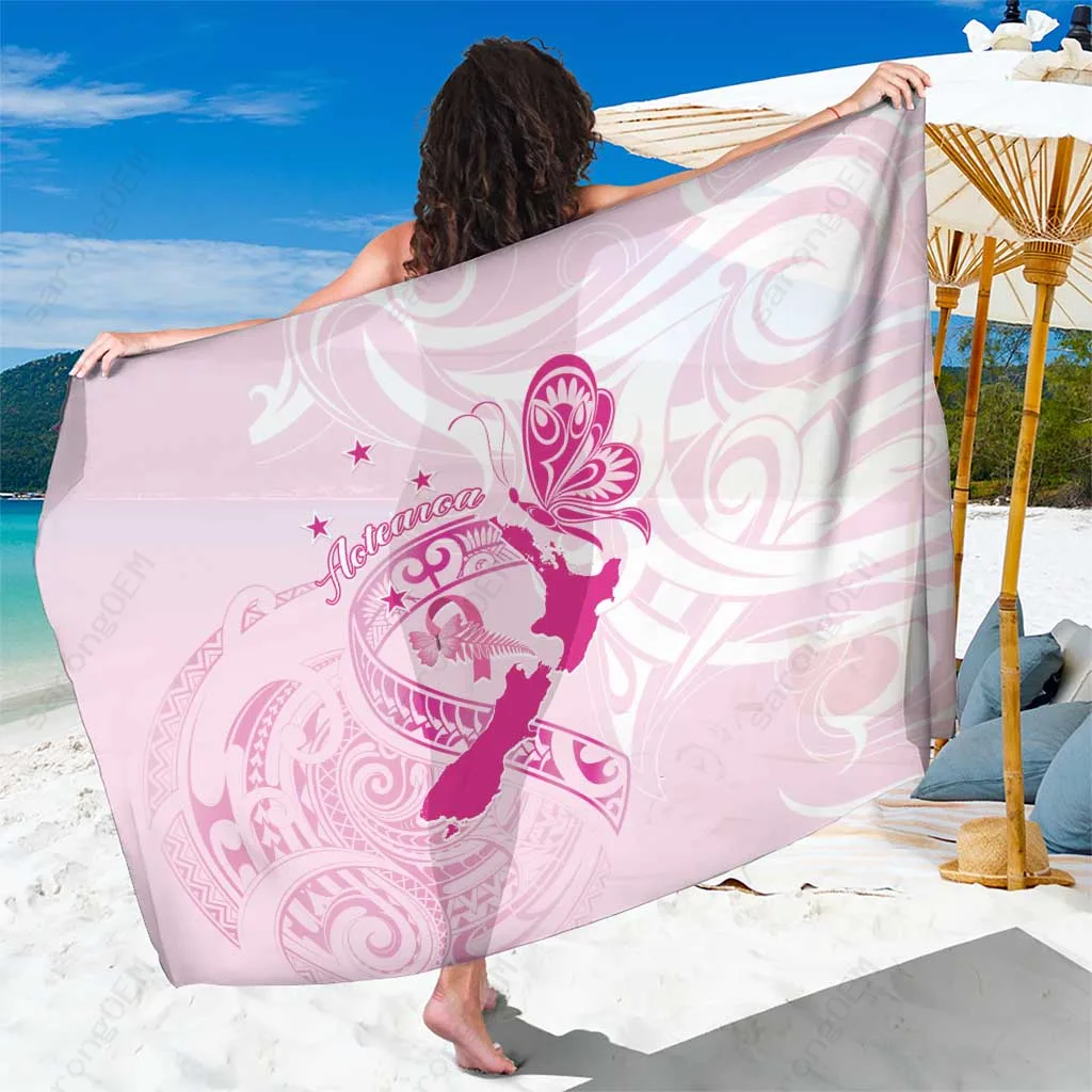 Pink Maori Pattern Sarong Beach Wrap Polynesian Island Resort Cover Up Custom OEM Pareo - main view
