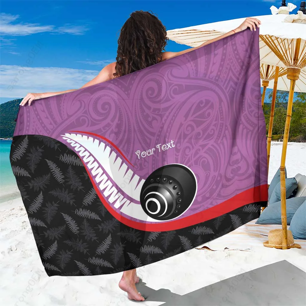 Pink Maori Silver Fern Sporty Sarong Beach Wrap Polynesian Island Resort Cover Up Wholesale Pareo - main view