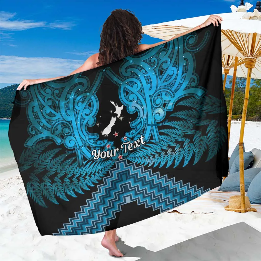 Turquoise Fern Maori Poutama Matariki Print Sarong Polynesian Beach Wrap Wholesale Pareo - main view