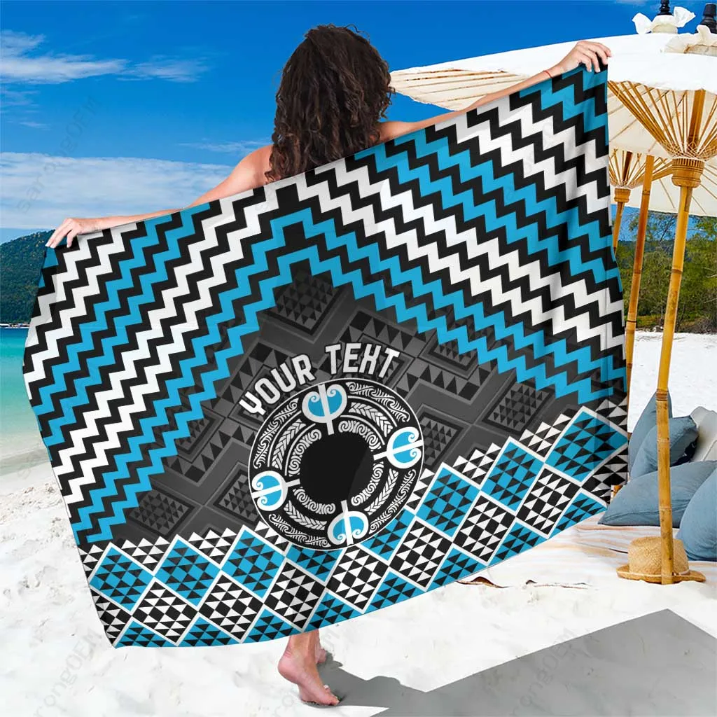 Blue Niho Taniwha Motif Print Sarong South Pacific Tribal Style Beach Wrap Wholesale Pareo - main view