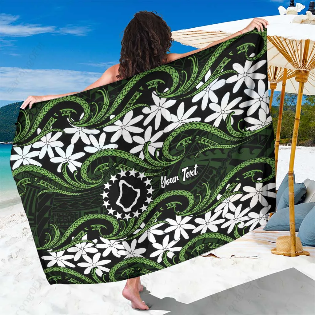 Brown Palm Waves Polynesian Tattoo Print Sarong Beach Wrap Resort Cover Up Wholesale Pareo - main view
