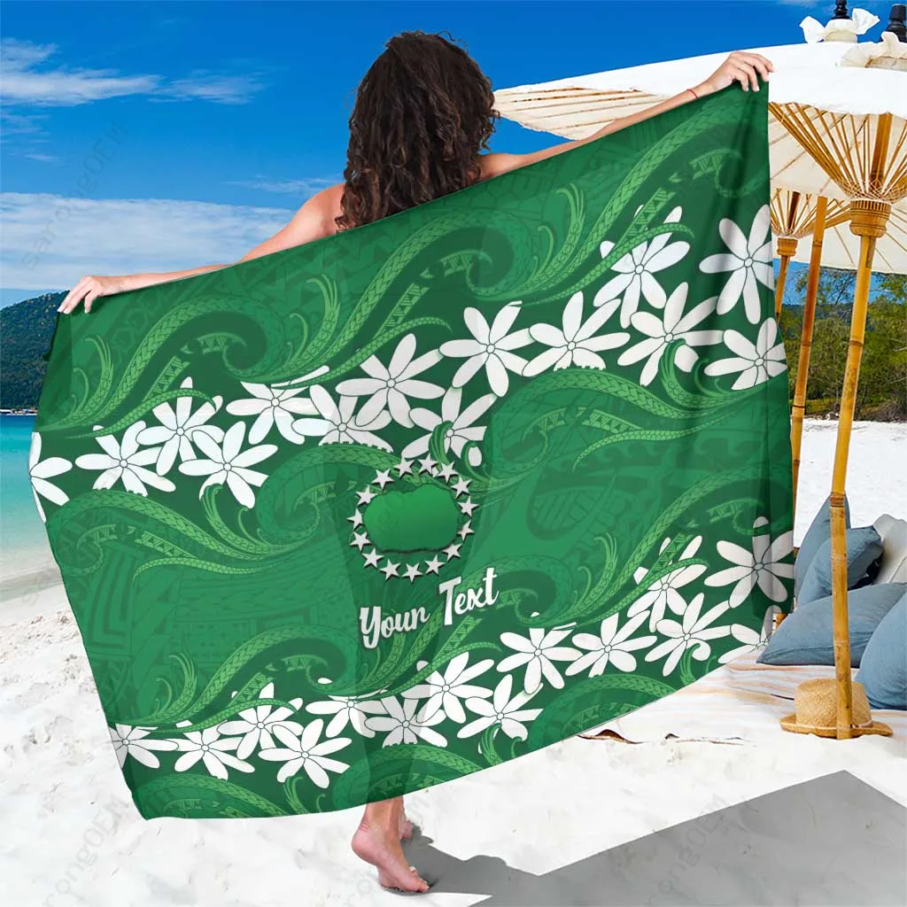 Light Blue Polynesian Waves Tattoo Tiare Maori Sarong Beach Wrap Pareo Island Cover Up Wholesale - main view