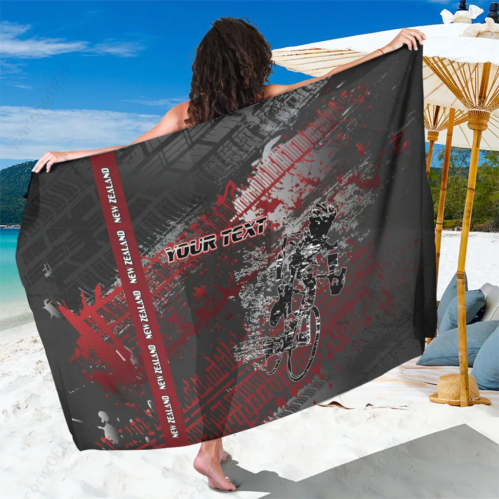 Black Personalized Cycling New Zealand Aotearoa Pride Sportswear Print Sarong Beach Wrap Pareo Wholesale - main view