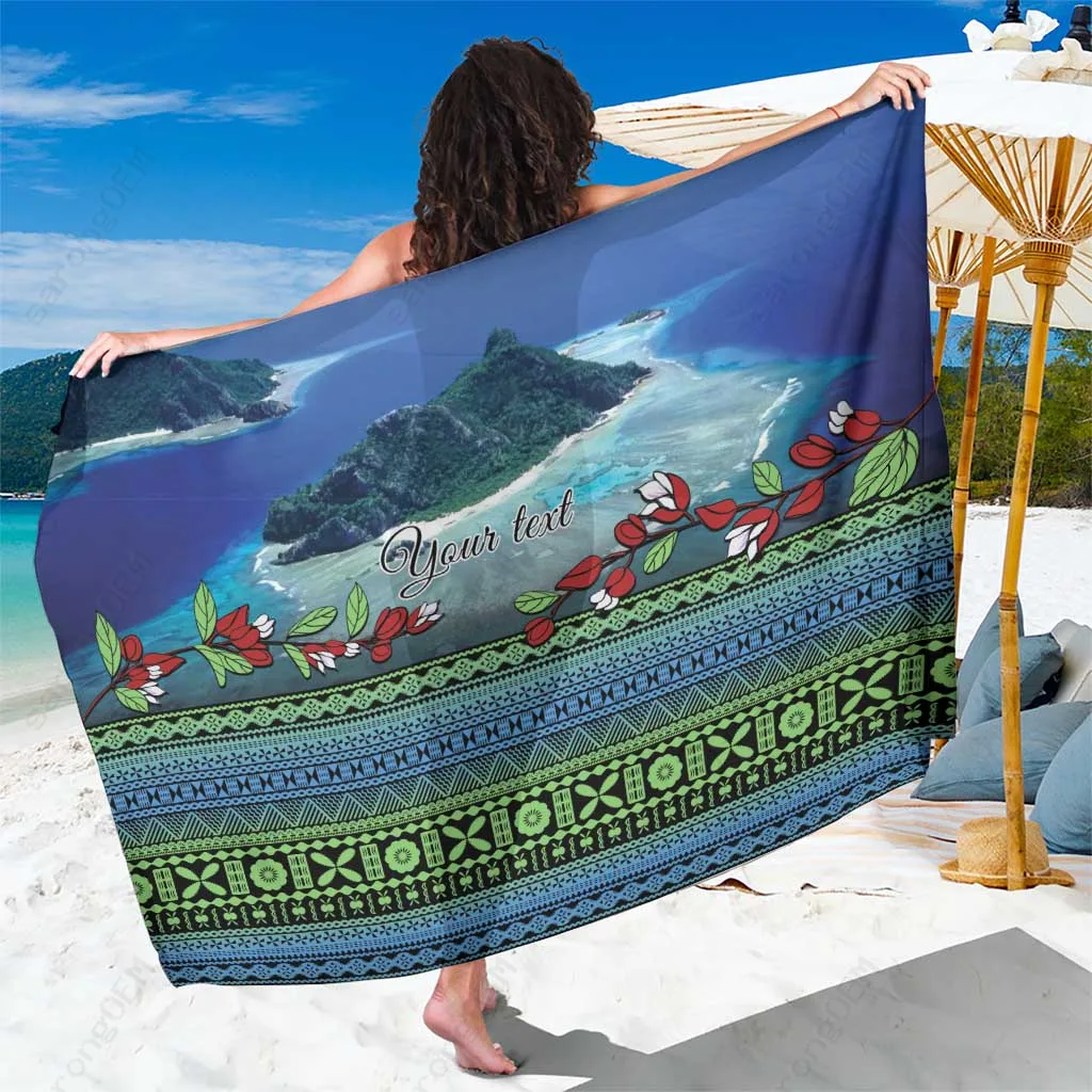 Fiji Tribal Tagimoucia Tapa Geometric Print Sarong Beach Wrap South Pacific Island Resort Cover Up Wholesale Pareo - main view
