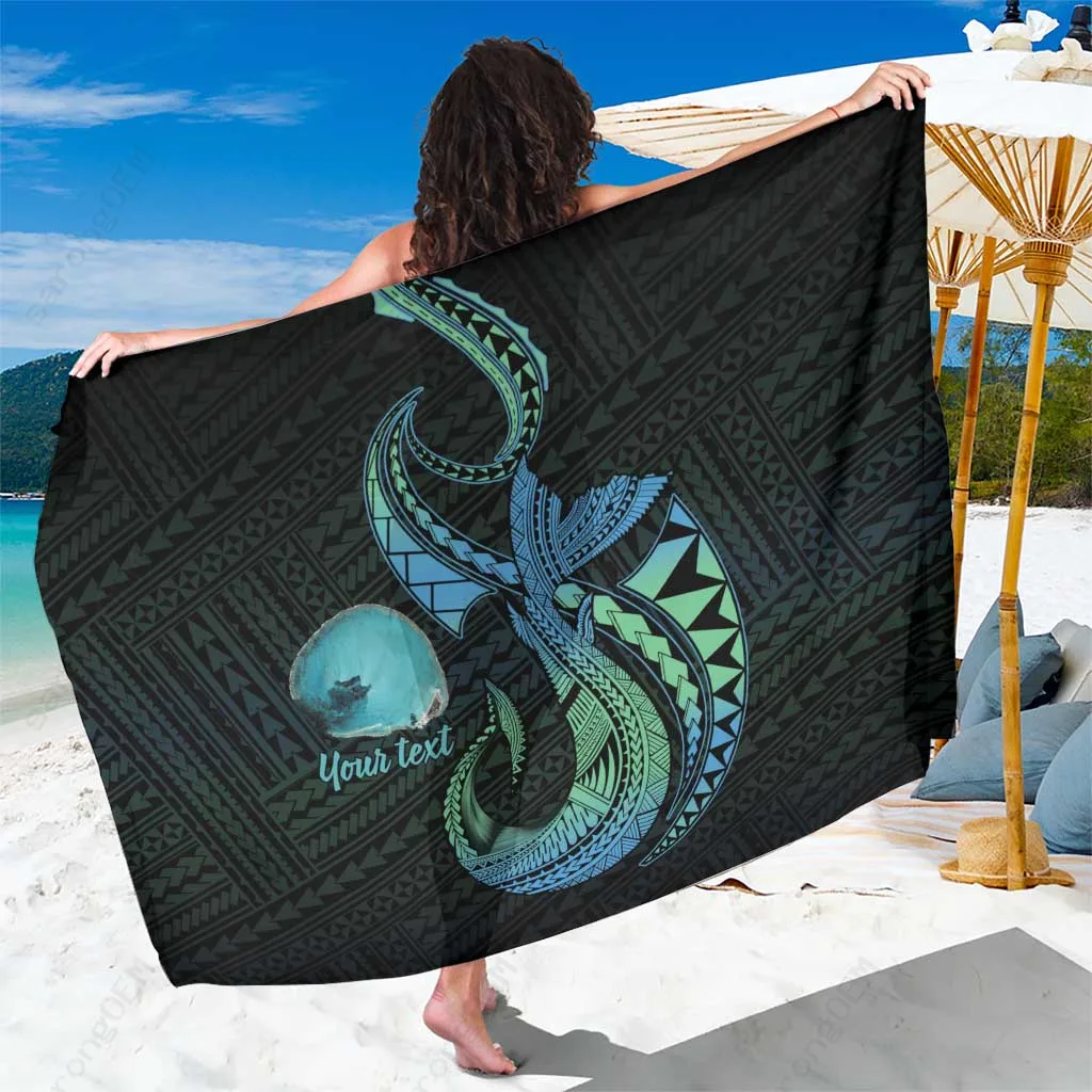 Navy Polynesian Tribal Turtle Coral Print Sarong Hawaii Beach Wrap Pareo Wholesale - main view