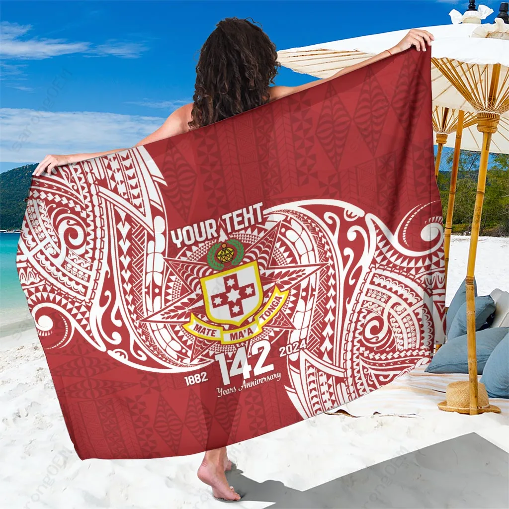 Cream White Tonga Atele 142nd Anniversary Kolisi Pattern Sarong South Pacific Island Beach Wrap Wholesale Pareo - main view