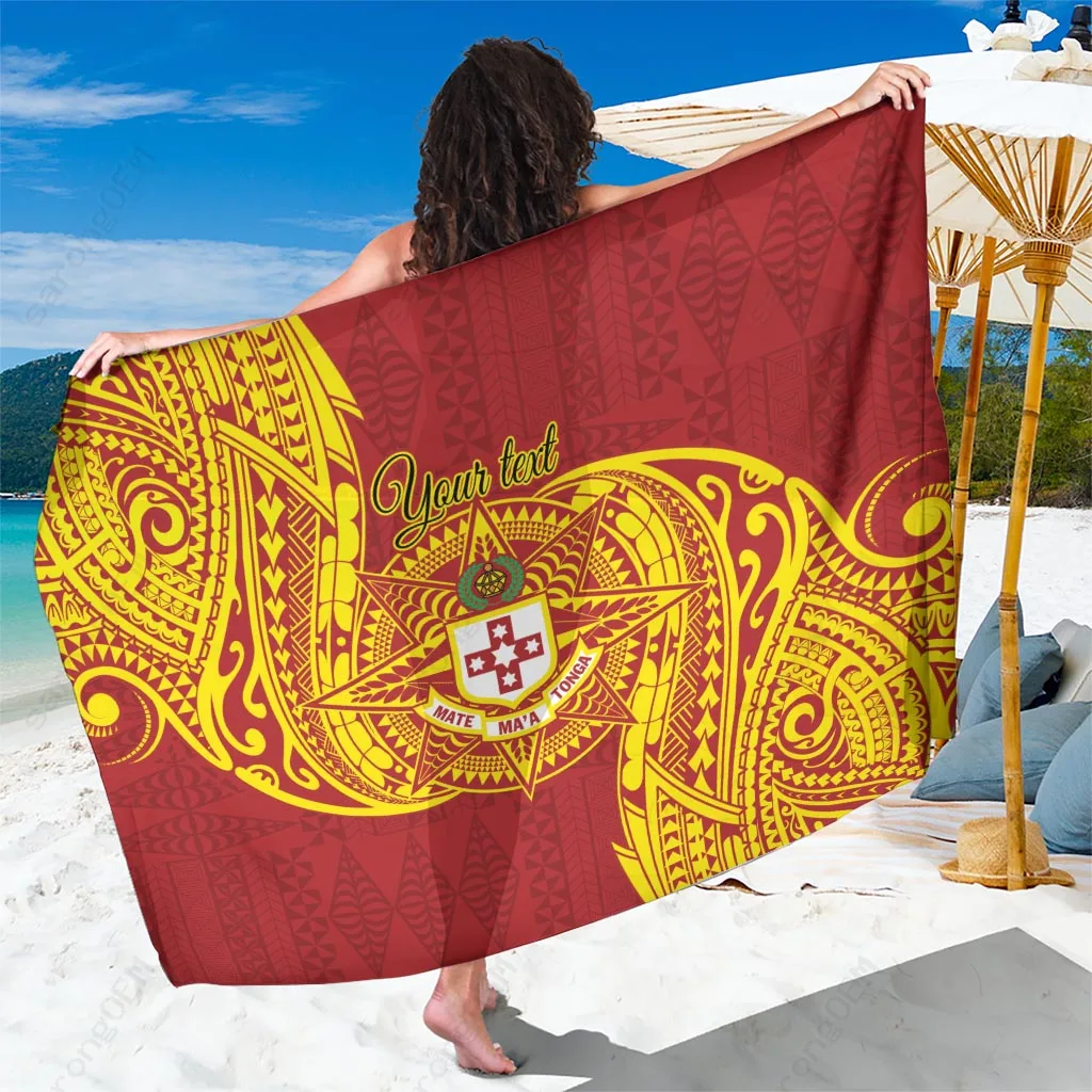 Black Gold Tongan Ngatu Pattern Print Sarong Polynesian Beach Wrap Pareo Custom OEM - main view