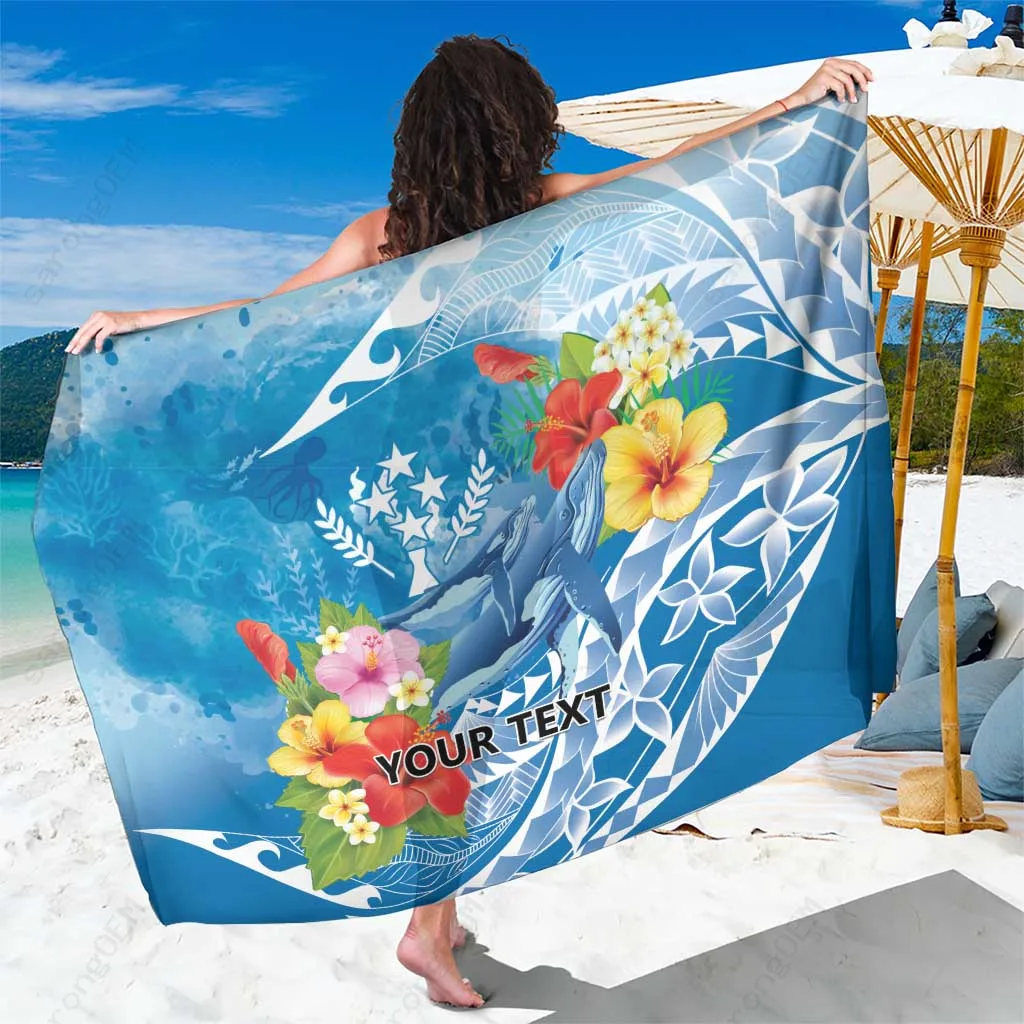 Tropical Flower Polynesian Humpback Whale Sarong Beach Wrap Island Resort Pareo Wholesale - main view