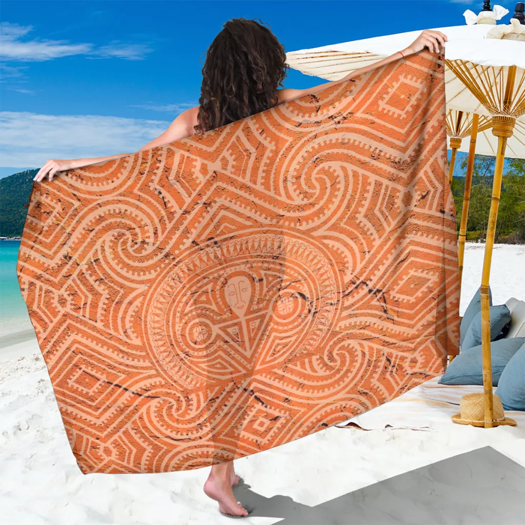 Multicolor Lapita Culture Iconic Double Face Print Sarong Polynesian Style Beach Wrap Pareo for Resort Hotel Wholesale - main view