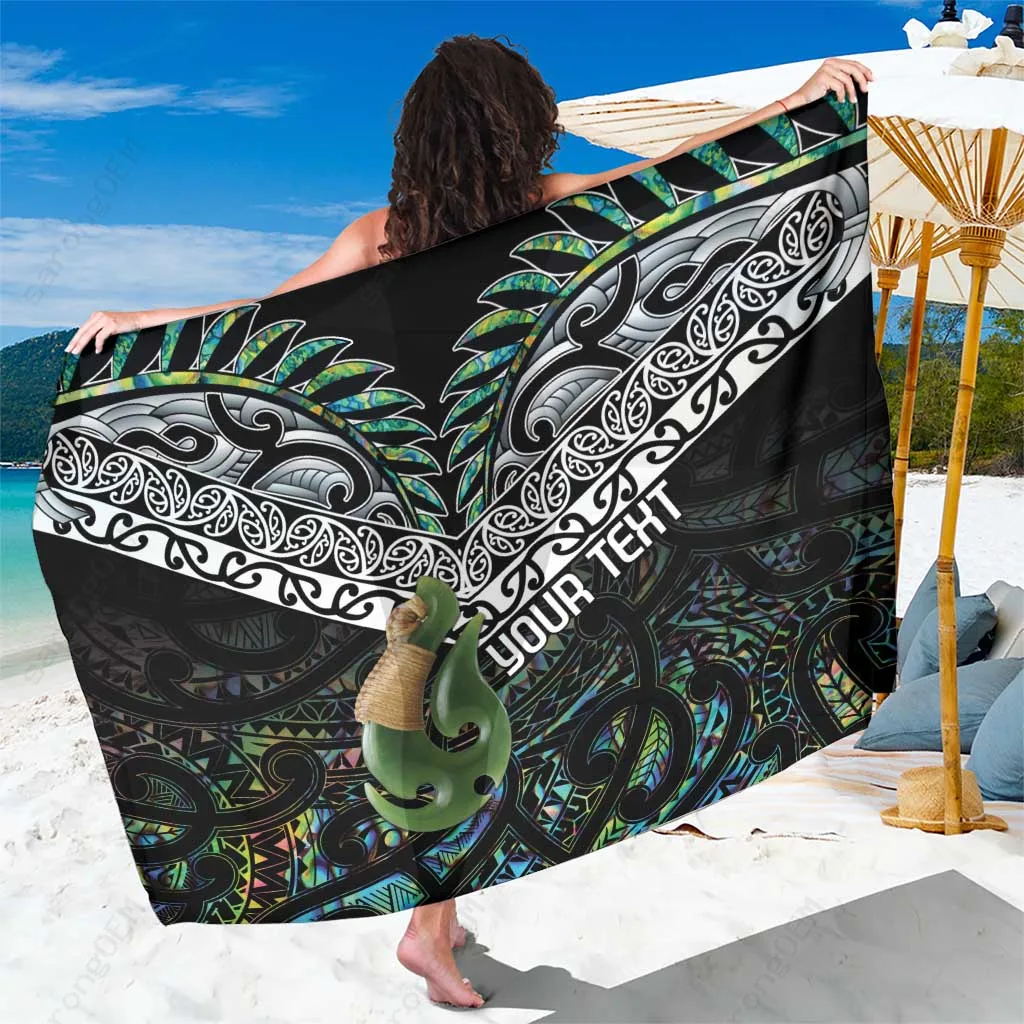 White Tribal Shell Print Sarong Polynesian Beach Wrap Pareo Island Resort Cover Up Wholesale - main view