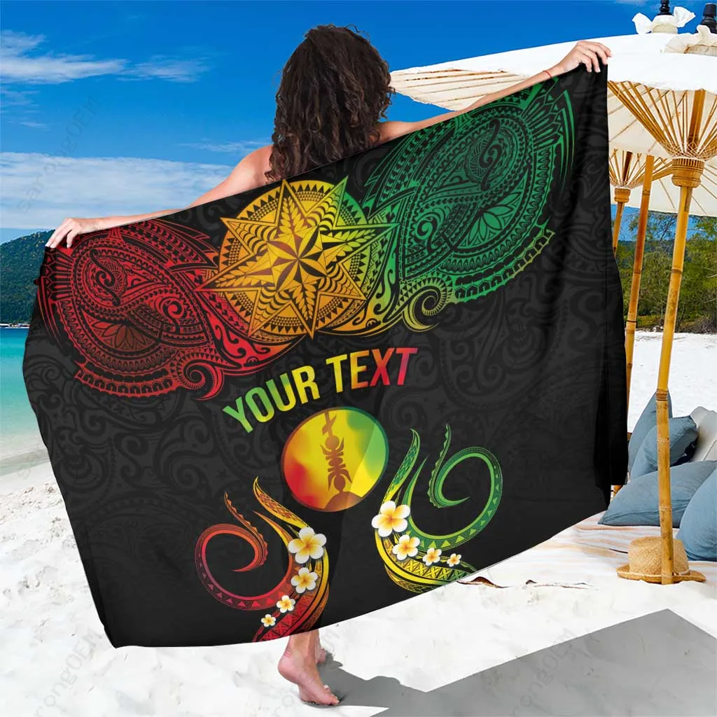 Multicolor Plumeria Polynesian Tattoo Print Sarong Beach Wrap Hawaiian Island Resort Cover Up Wholesale Pareo