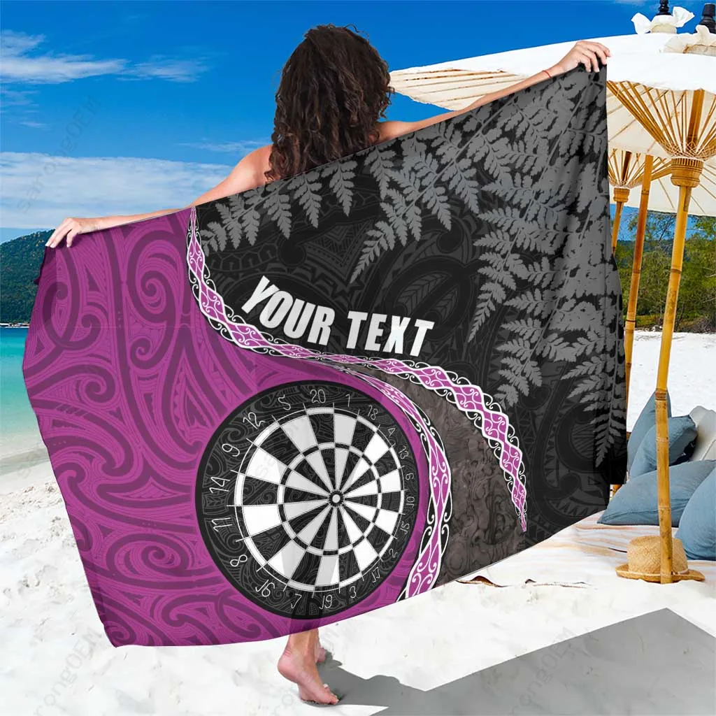 Pink Tribal Maori Koru Silver Fern Sarong Beach Wrap Polynesian Island Resort Cover Up Wholesale Pareo - main view