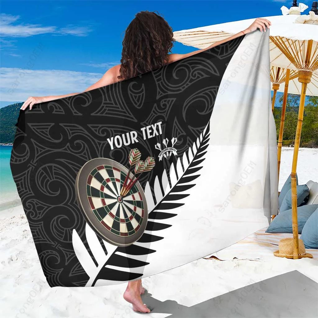 Silver Fern Maori Pattern Darts Sarong Aotearoa South Pacific Beach Wrap Wholesale Pareo - main view