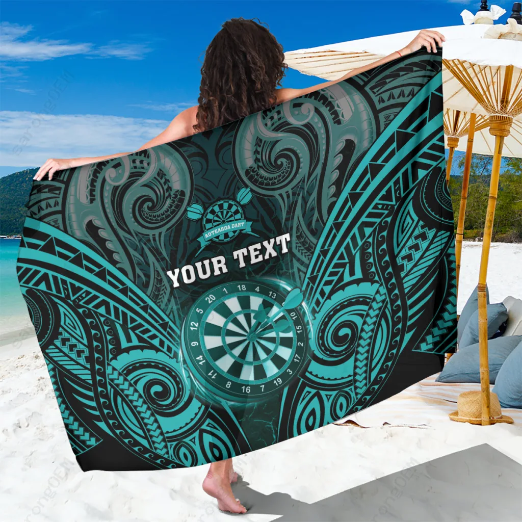 Turquoise NZ Darts Maori Pattern Sarong Beach Wrap Polynesian Style Custom OEM Pareo - main view