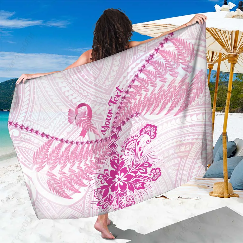 Pink Polynesian Fern Pattern Printed Sarong Beach Wrap for Resort Hotel OEM Custom Lavalava - main view