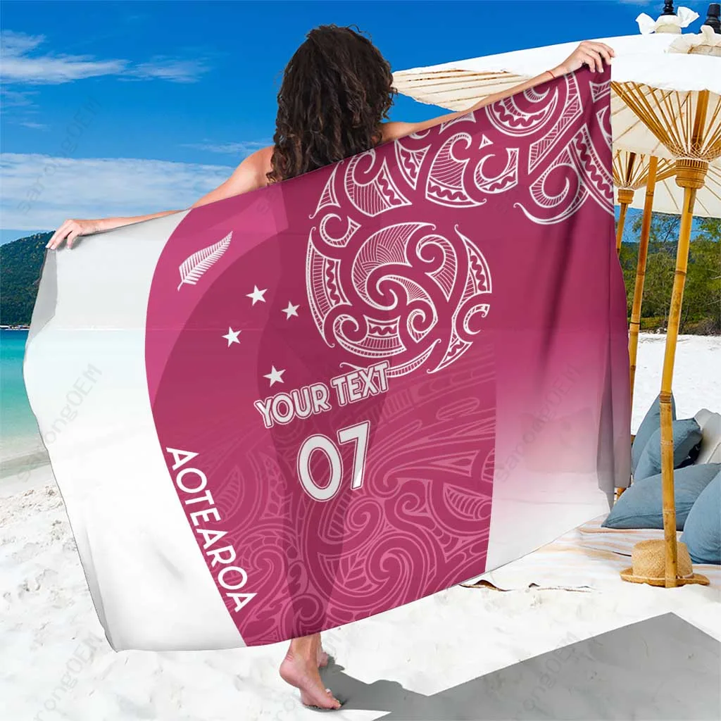 Pink New Zealand All Blacks Champion Rugby Tribal Print Sarong South Pacific Beach Wrap Pareo for Resort Hotel Wholesale - main view