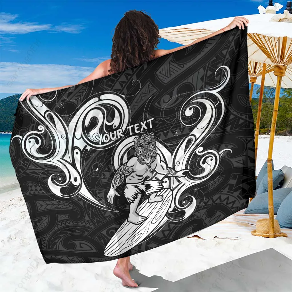 Black Tiki Palm Hibiscus Print Sarong Polynesian Island Beach Wrap Cover Up Wholesale Pareo - related
