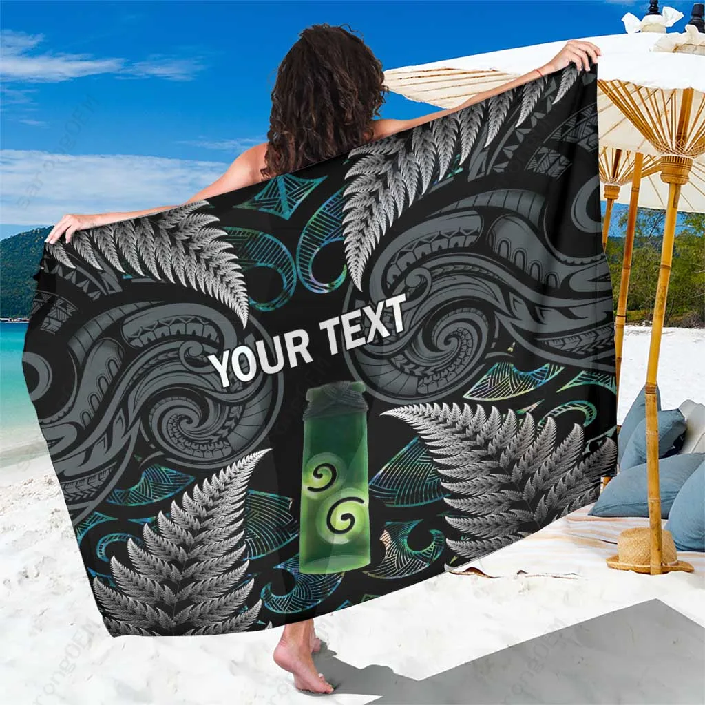 Silver Fern Maori Pattern Sarong Beach Wrap Polynesian Island Resort Pareo Wholesale Custom - main view