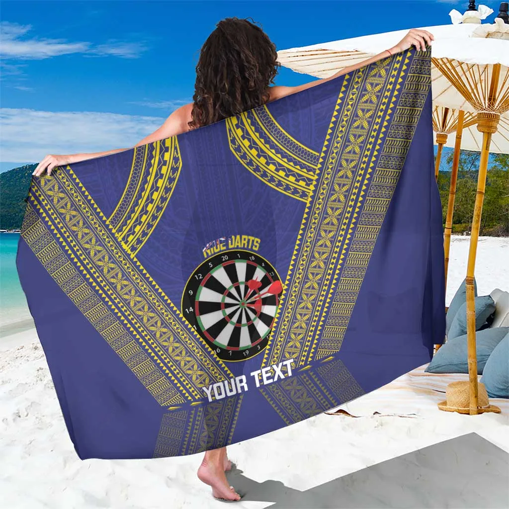 Black Niue Darts Dart Board Hiapo Pattern Print Sarong South Pacific Island Beach Wrap Wholesale Pareo - main view