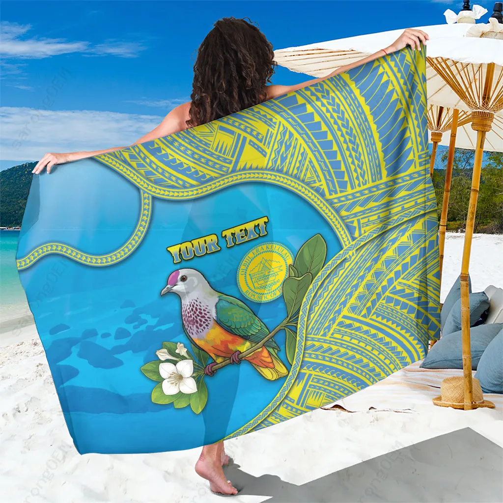 Floral Bird Palau Rock Islands Hibiscus Print Sarong Tropical Beach Wrap Cover Up Wholesale Pareo - main view