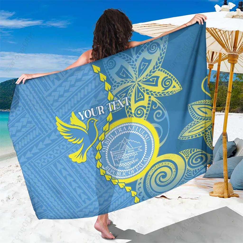 Polynesian Palau Coat of Arms Tribal Print Sarong Beach Wrap Cover Up Resort Pareo Wholesale - main view