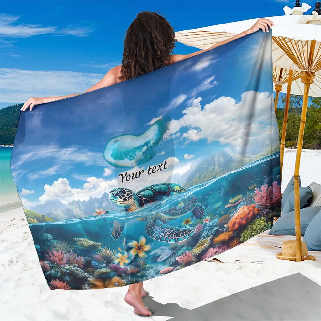 Deep Blue Turtle Coral Reef Underwater Print Sarong South Pacific Tropical Beach Wrap Wholesale Pareo - main view