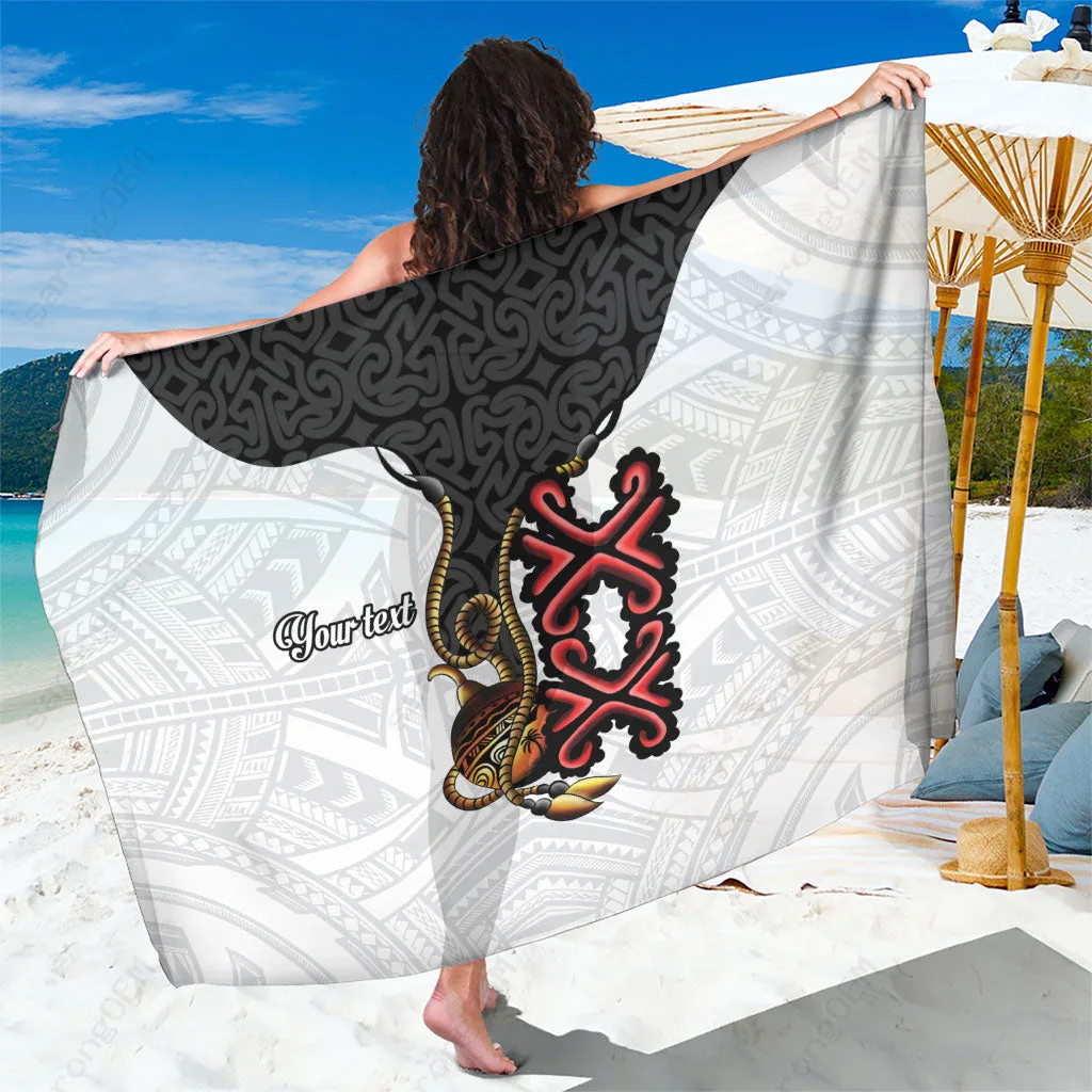 Black Papua New Guinea Oro Necklace Tribal Pattern Print Sarong South Pacific Traditional Beach Wrap Wholesale Pareo - main view
