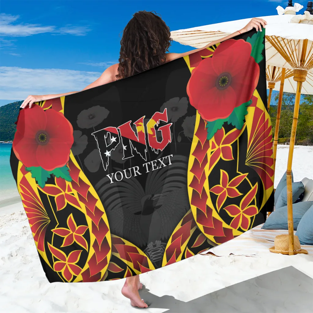 Black Gold Tribal Mandala Hibiscus Print Sarong Papua New Guinea Remembrance Day Beach Wrap Wholesale Pareo - main view