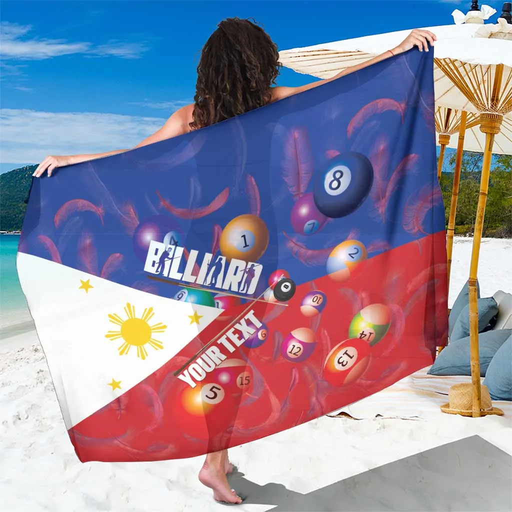 Red Blue Billiards Cue Balls Flag Print Sarong Philippines Style Beach Wrap Pareo Wholesale Custom - main view