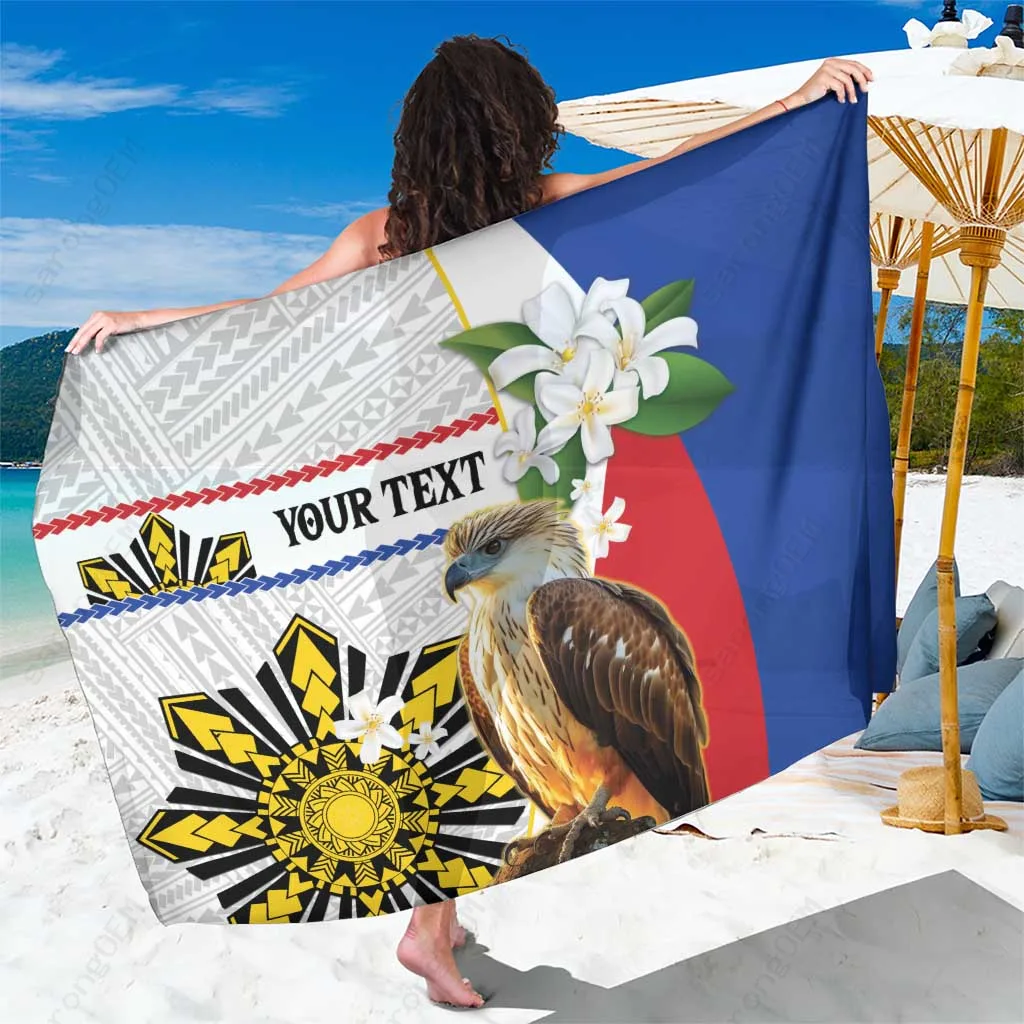Floral Sarong Sun Philippines Eagle Sampaguita Flower Print Rayon Beach Wrap Tropical Island Cover Up Wholesale Pareo - related