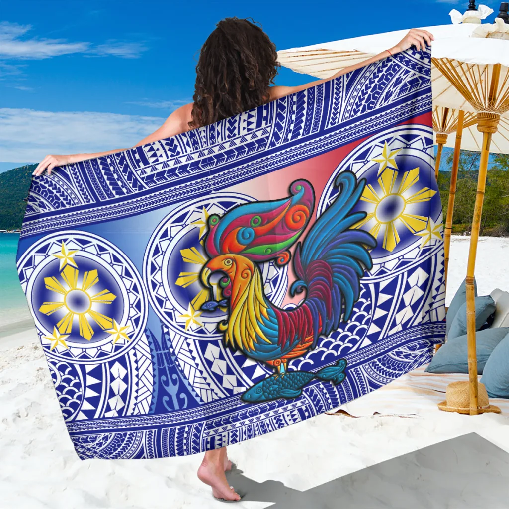 Personalised Philippines Sarong Filipino Sarimanok With Polynesian Tattoo - main view