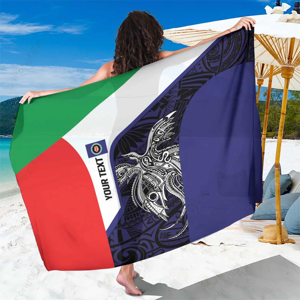 PNG Bird of Paradise Tattoo Motif Sarong Viscose Beach Wrap South Pacific Island Cover Up Wholesale Pareo - main view