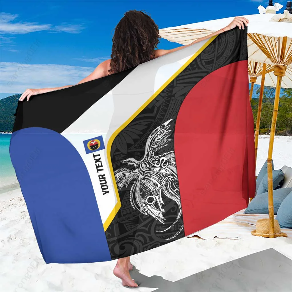 White Base PNG Gulf Province Bird of Paradise Tattoo Flag Motif Print Sarong South Pacific Beach Wrap Wholesale Pareo - main view