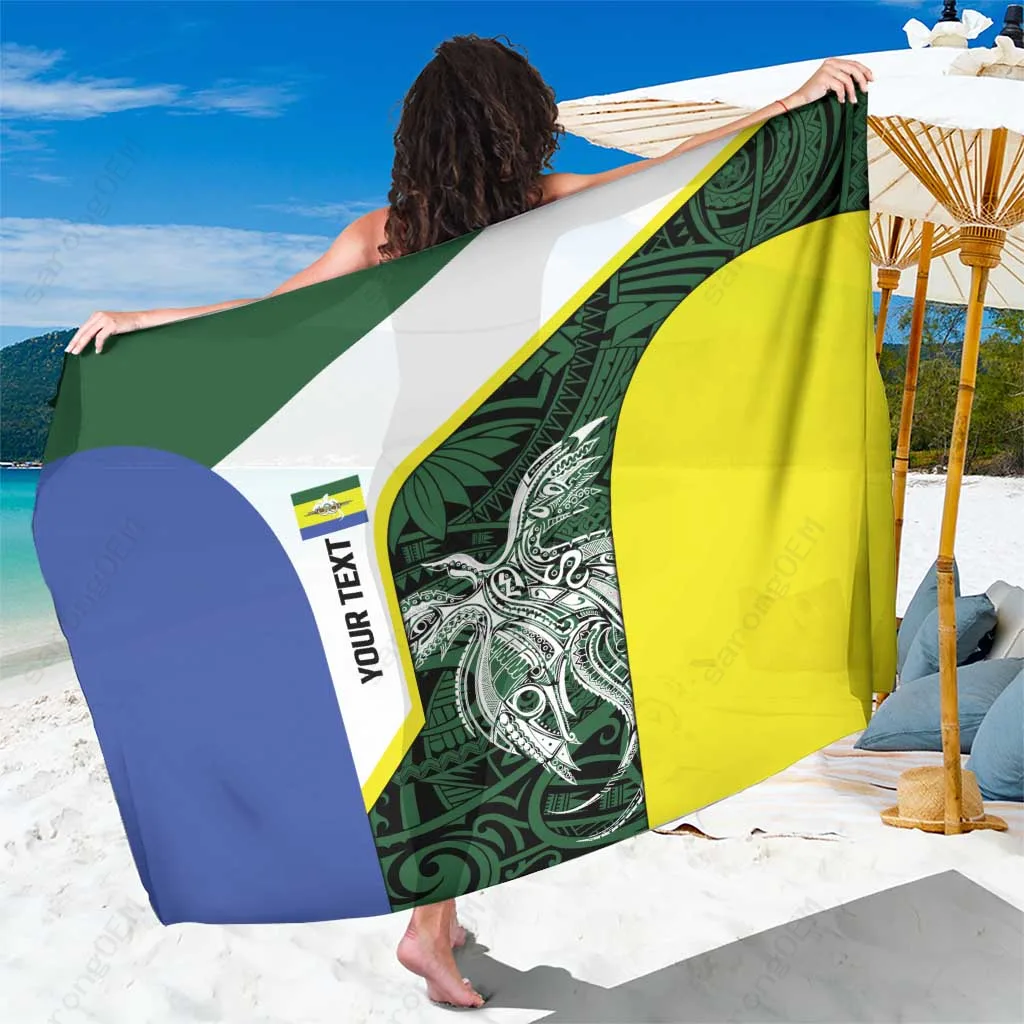 Multicolor Bird of Paradise Tattoo Flag Motif Sarong Morobe Province South Pacific Beach Wrap Wholesale Pareo - main view