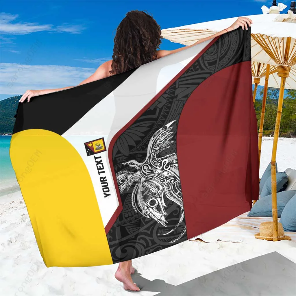 White Western Province Bird of Paradise Tattoo Flag Motif Print Sarong South Pacific Island Beach Cover Up Wholesale Pareo - main view