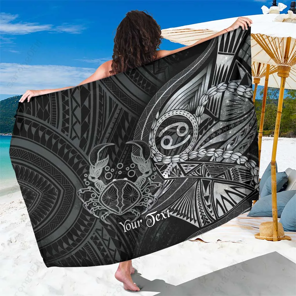 Deep Blue Polynesian Zodiac Cancer Galaxy Tattoo Print Sarong Beach Wrap Custom OEM Pareo - main view