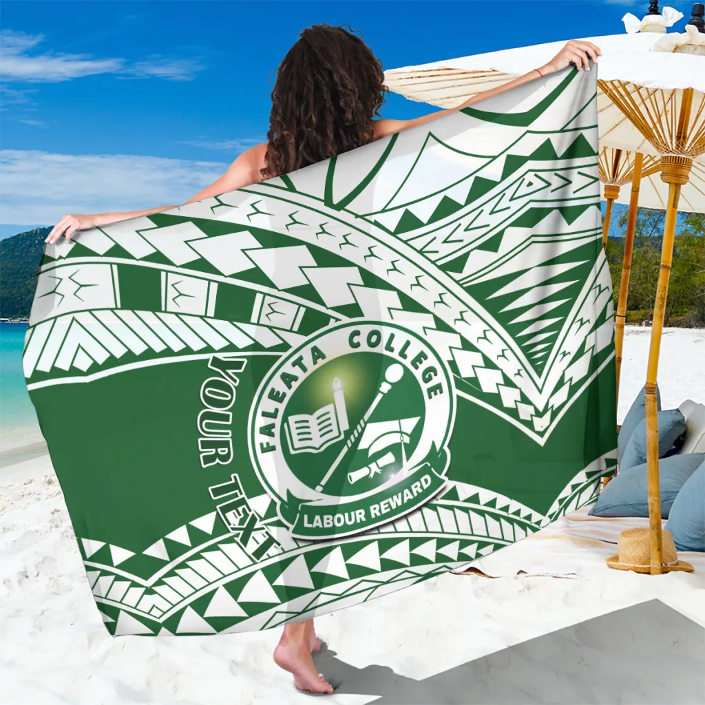 Dark Blue Samoa Faleata College Pattern Hibiscus Palm Print Sarong Beach Wrap South Pacific Island Resort Wholesale Pareo - main view