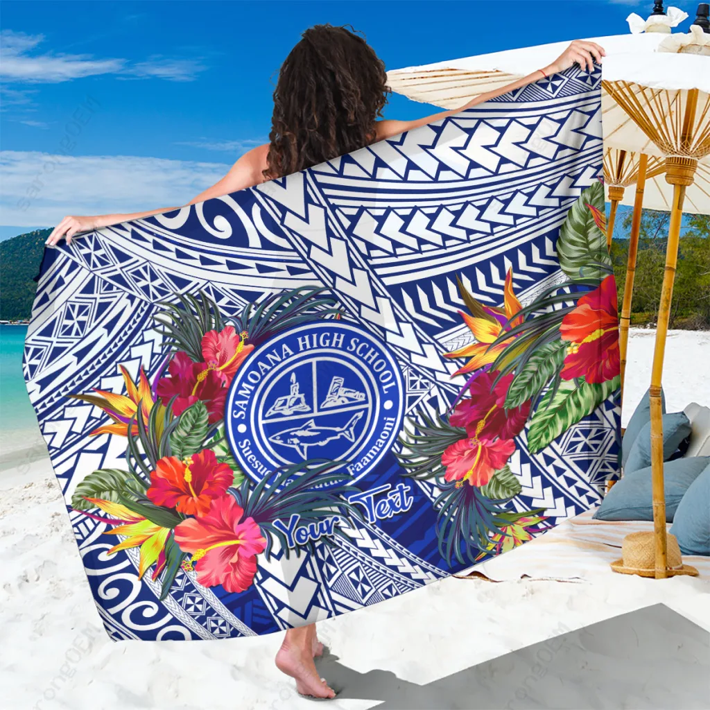 Tropical Flowers Polynesian Sarong Samoan Beach Wrap Rayon Custom OEM Pareo Cover Up - main view