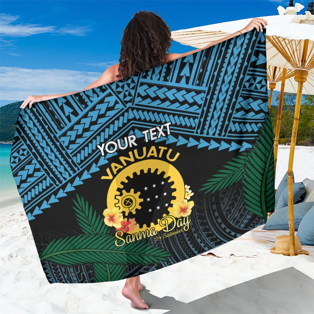 Deep Blue Polynesian Gold Tribal Vanuatu Islands Print Sarong Beach Wrap Wholesale Pareo - main view