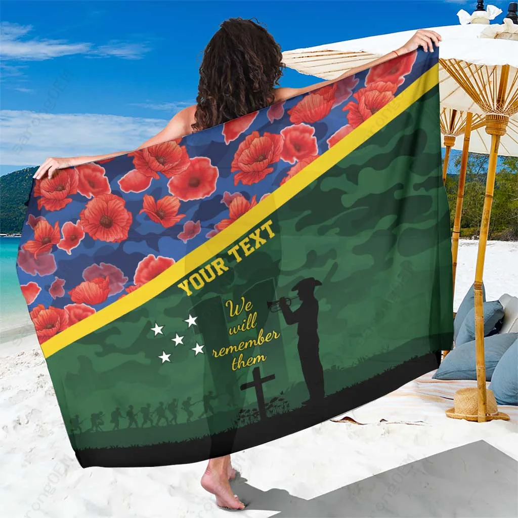 Camouflage Remembrance Day Sarong South Pacific Beach Wrap Resort Cover Up Wholesale Pareo - main view