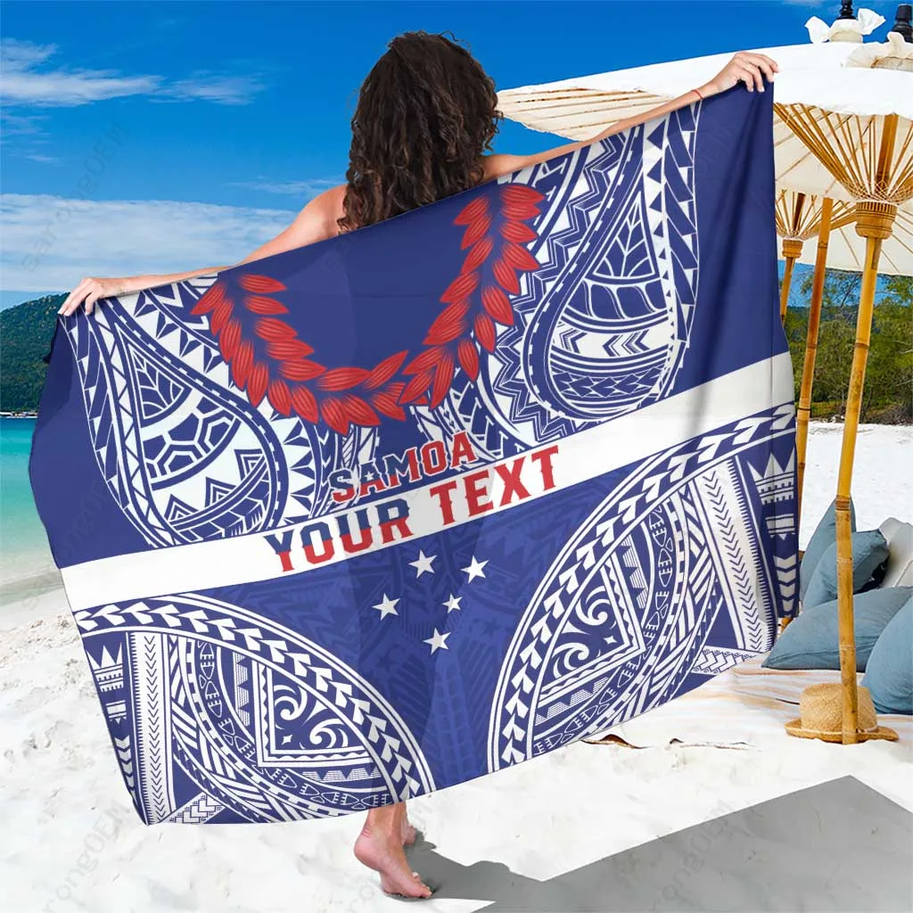Blue Samoan Tribal Pattern Sarong Polynesian Beach Wrap Cover Up Resort Pareo Wholesale - main view